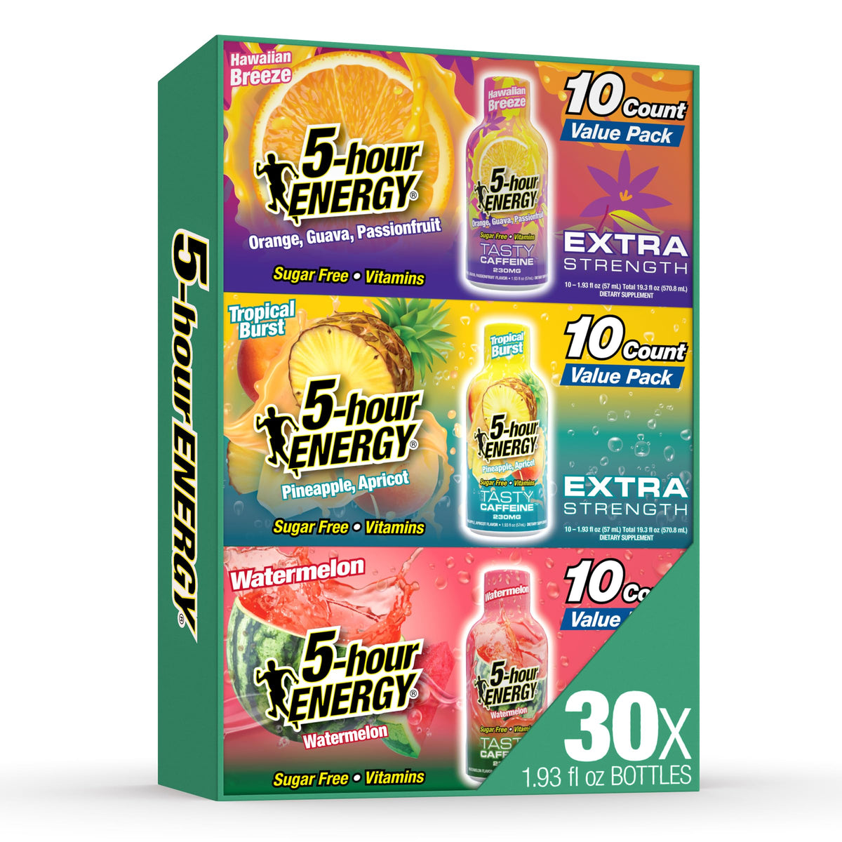 5-hour ENERGY imagen frontal del paquete de 30 unidades mostrando conveniencia