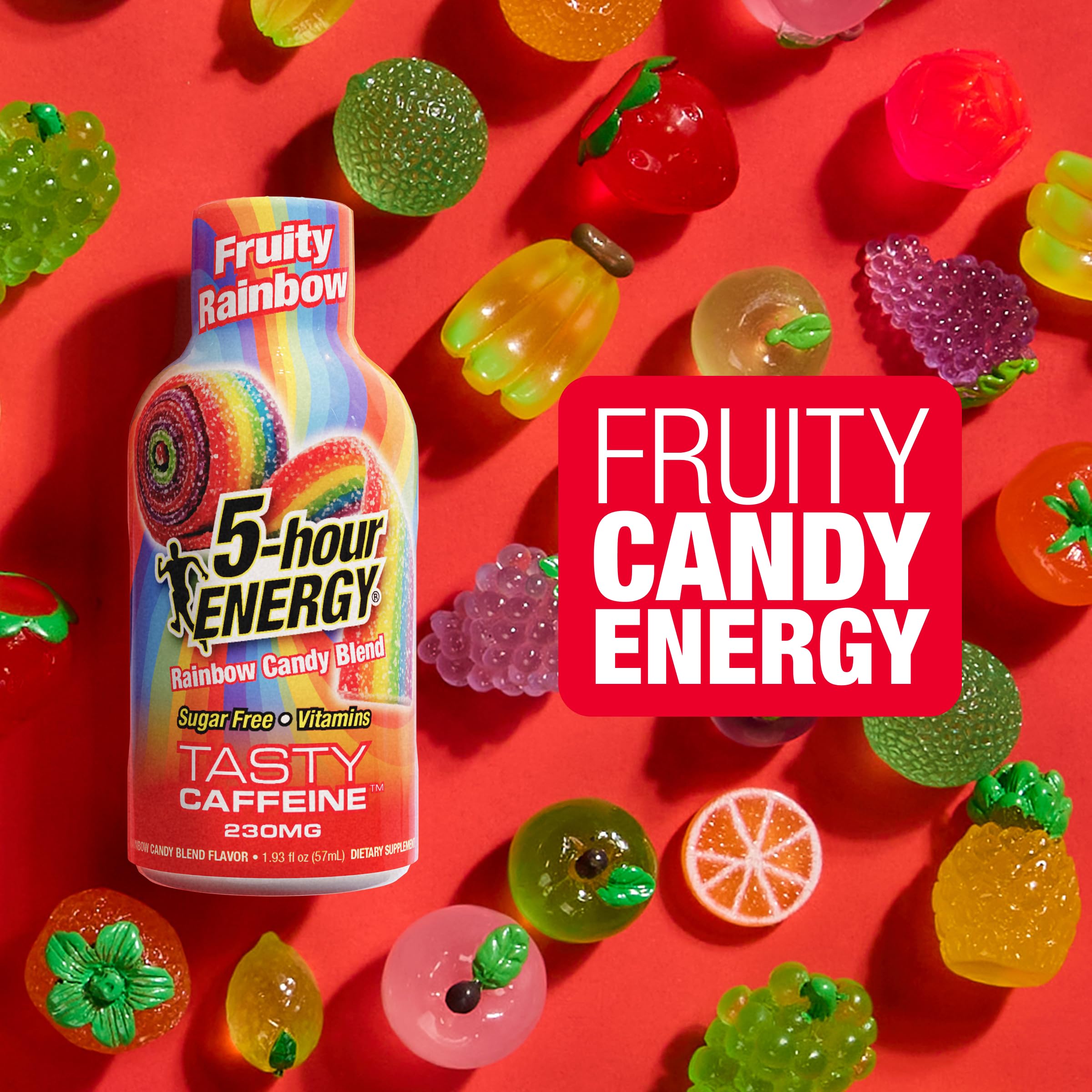 5-hour ENERGY detalle de la etiqueta con información de ingredientes visible y clara