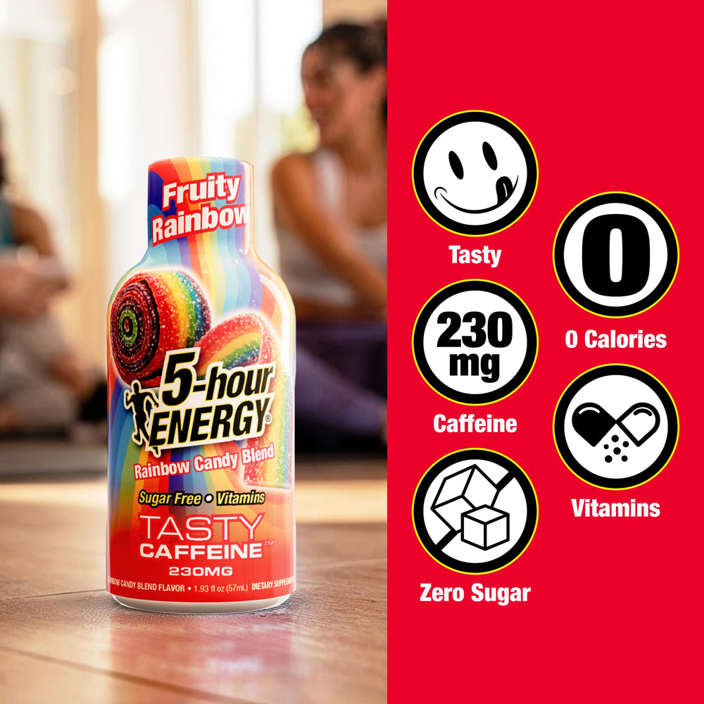 5-hour ENERGY shot sobre consola de coche para uso en viajes y trayectos largos