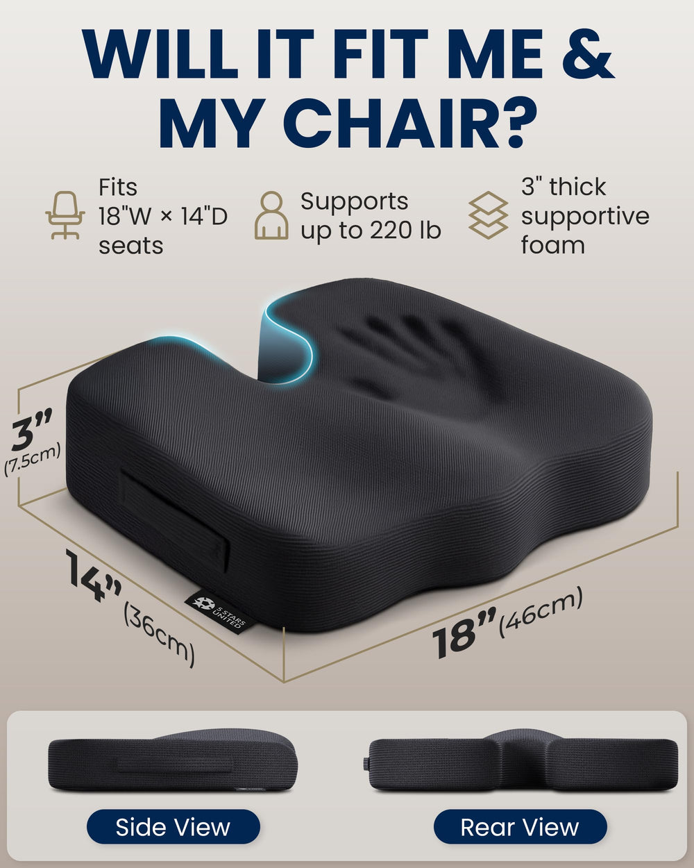 5 STARS UNITED cojín usado en asiento de coche para viajes más confortables