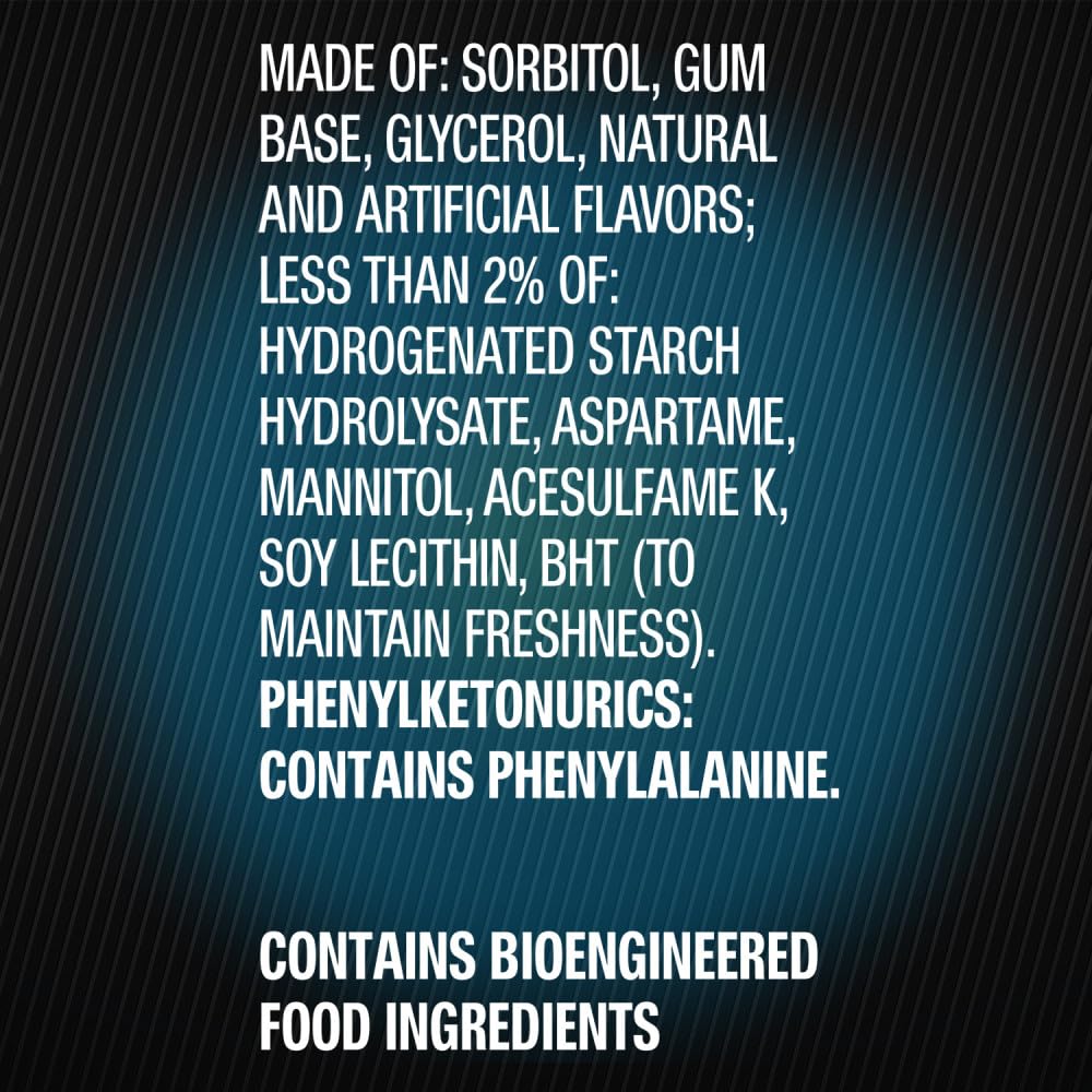 5 Gum etiqueta nutricional legible con información sugar free