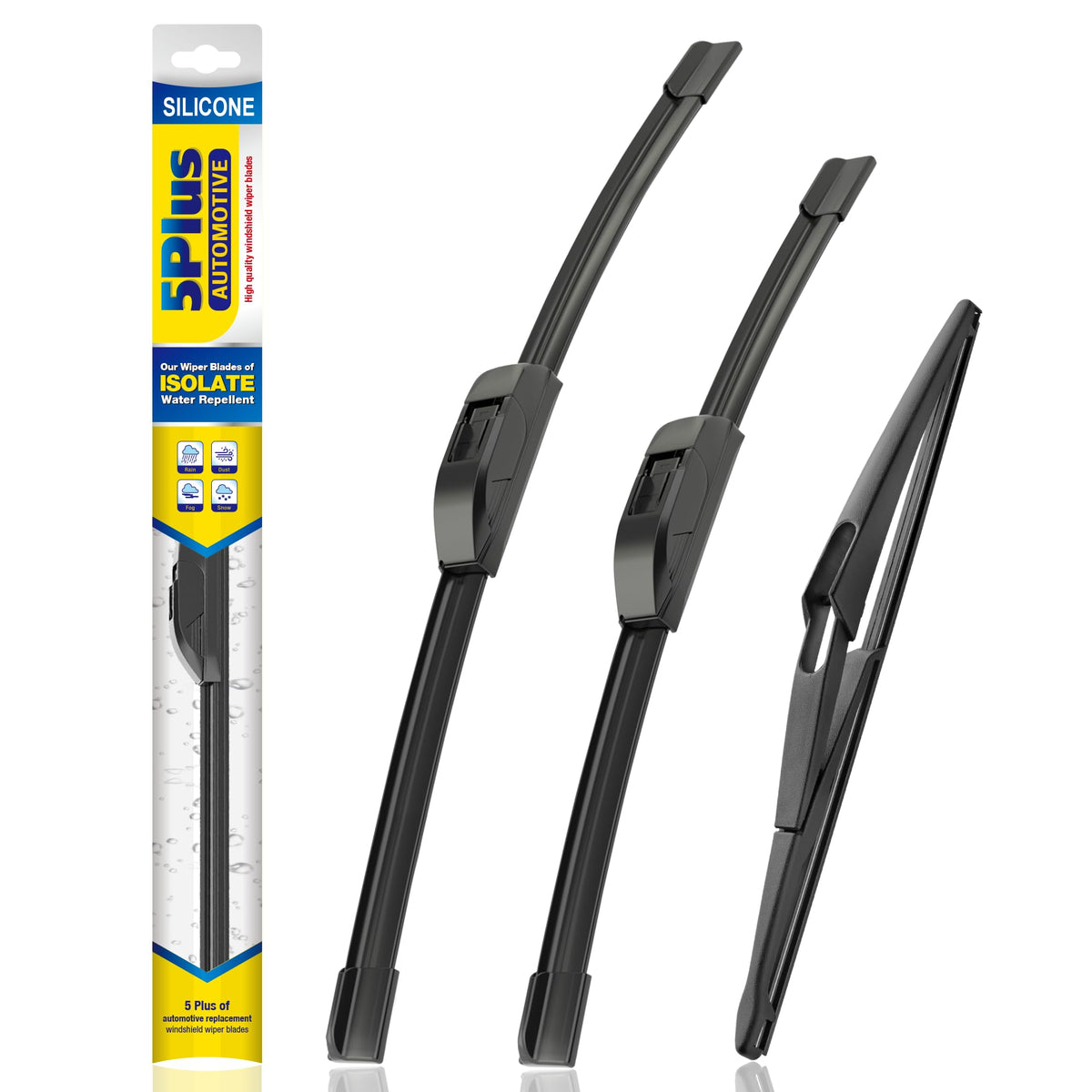 5 PLUS paquete frontal mostrando las tres escobillas para ajuste directo