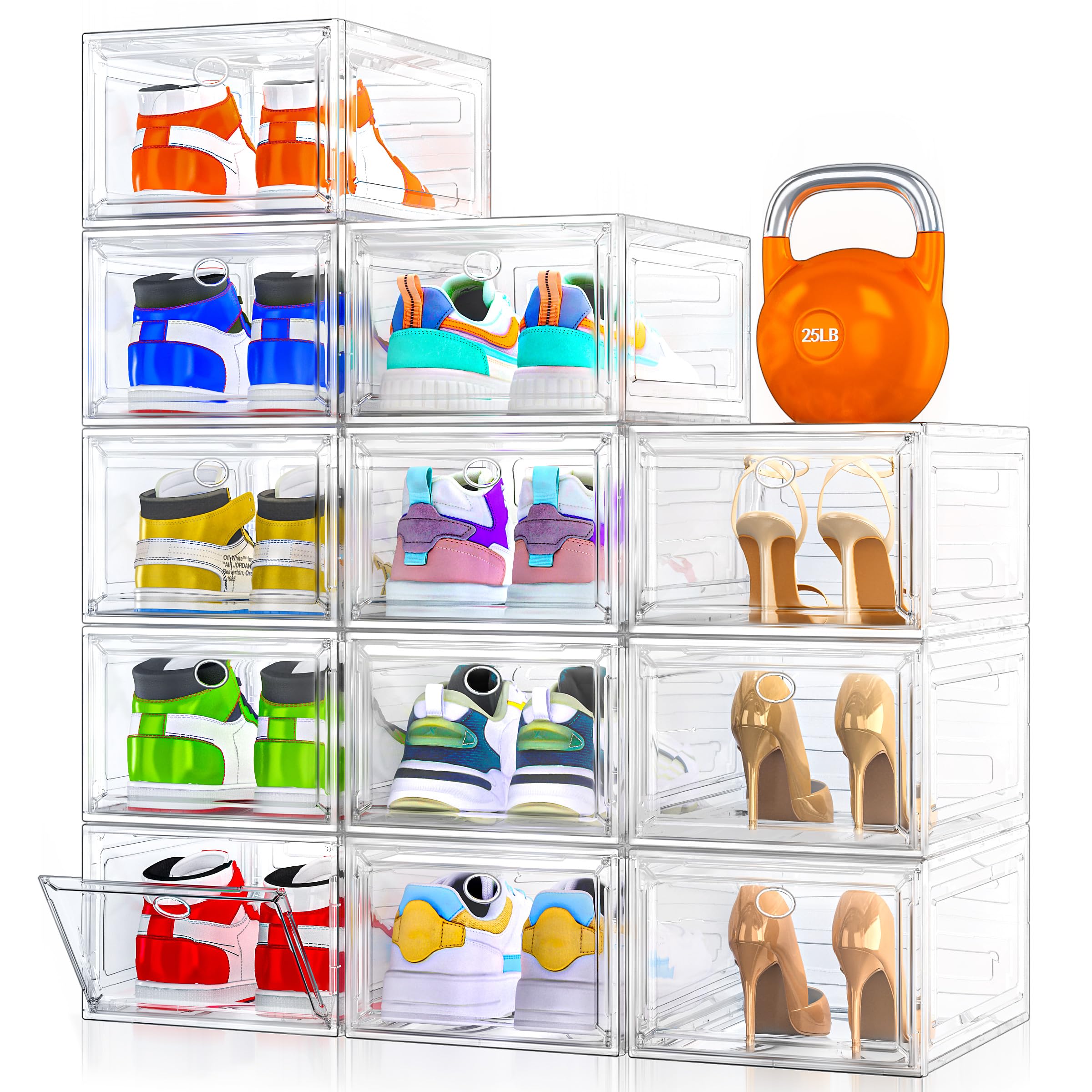 7 code vista frontal del paquete transparente que facilita identificar zapatos