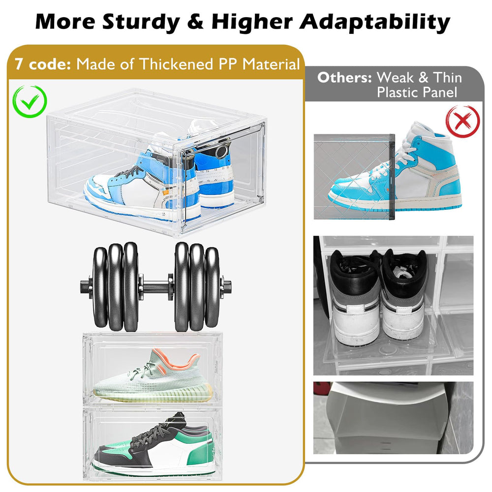 7 code zapatillas colocadas verticalmente dentro de la caja para protección