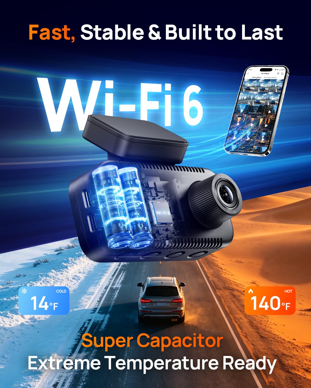 70mai etiqueta de conectividad 4G y Wi‑Fi 6 para acceso remoto