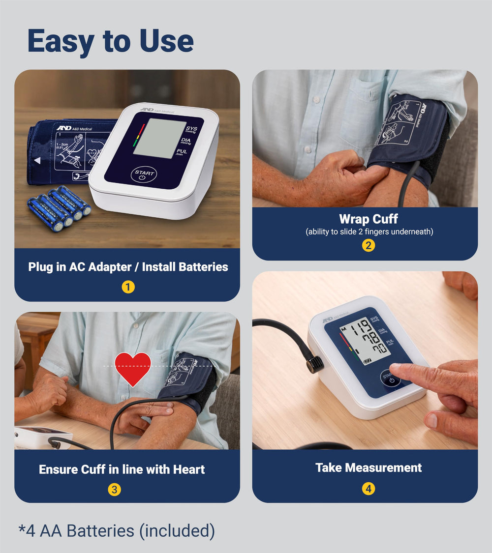 A&D Medical UA-651 pantalla LCD grande con números claros y pulso