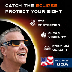 AAA Eclipse gafas junto a mano para comparar tamaño y transporte fácil
