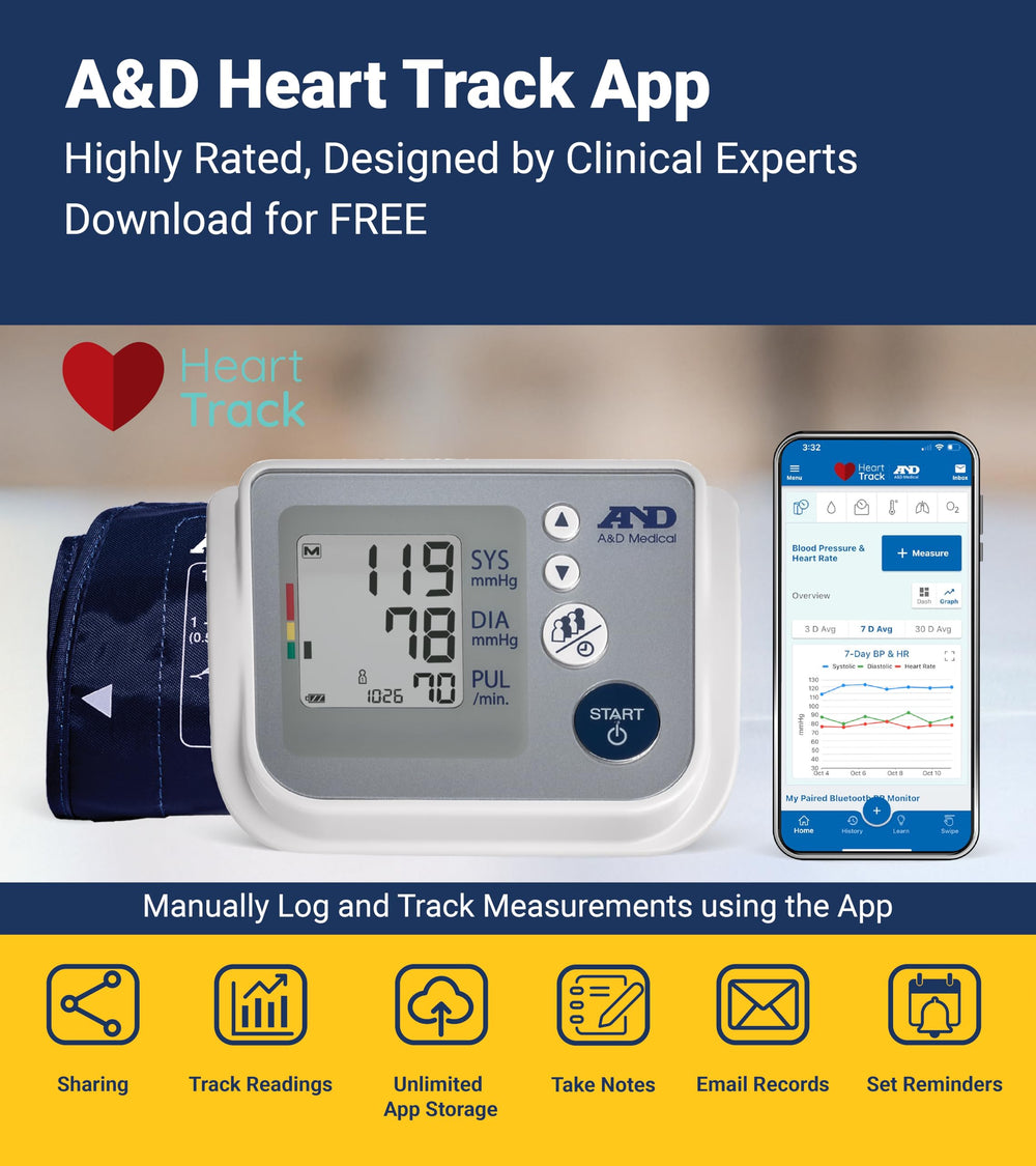 A&D Medical etiqueta con especificaciones y compatibilidad de brazaletes