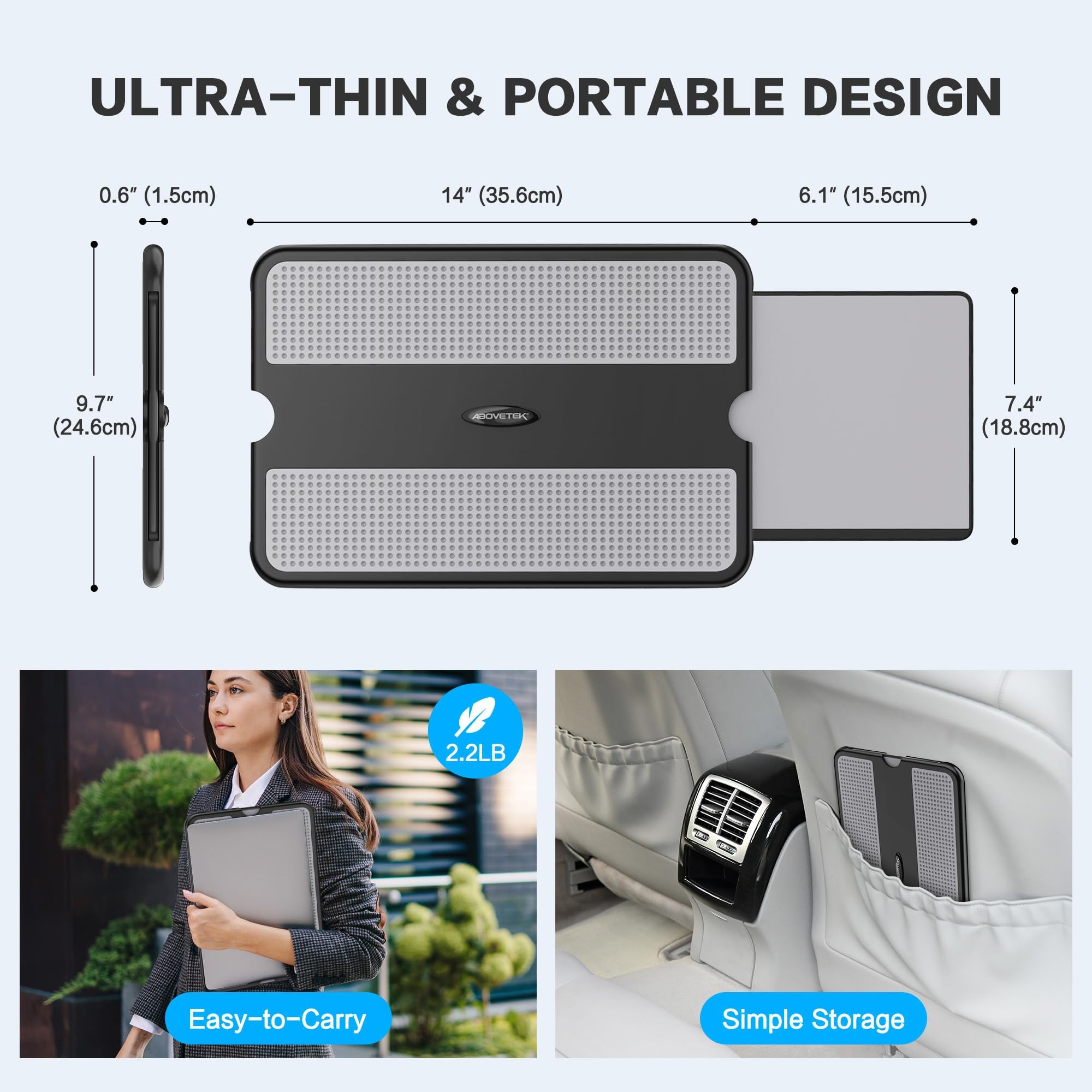 AboveTEK primer plano del escudo térmico que reduce el calor al regazo