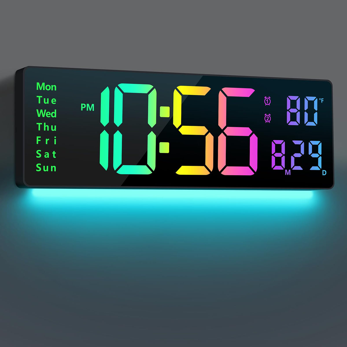 Abovsare reloj de pared frontal mostrando dígitos grandes para lectura clara