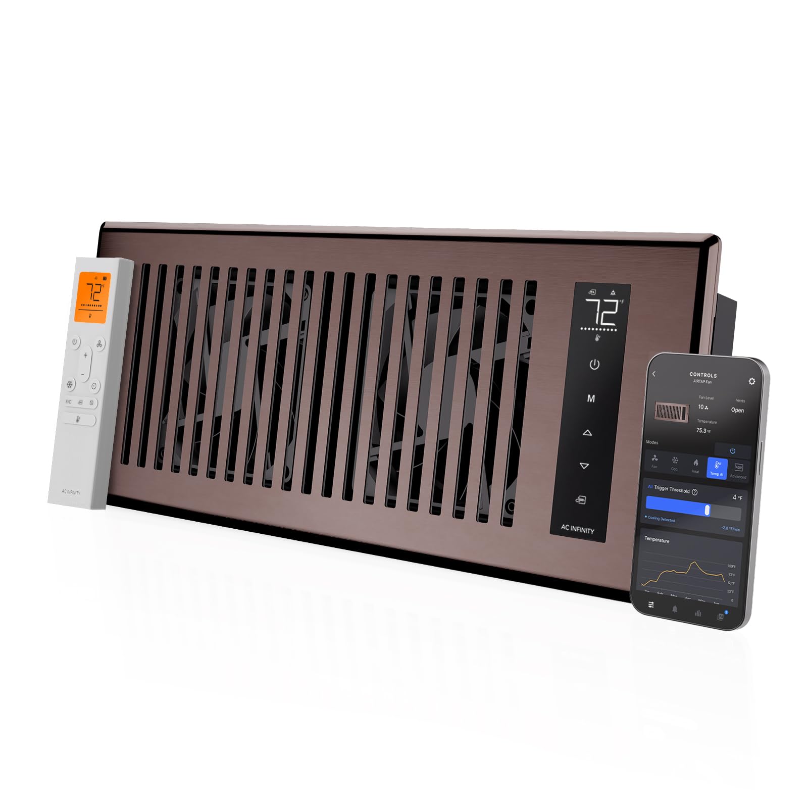 AC Infinity AIRTAP T4 frontal mostrando rejilla y carcasa, mejora flujo de aire