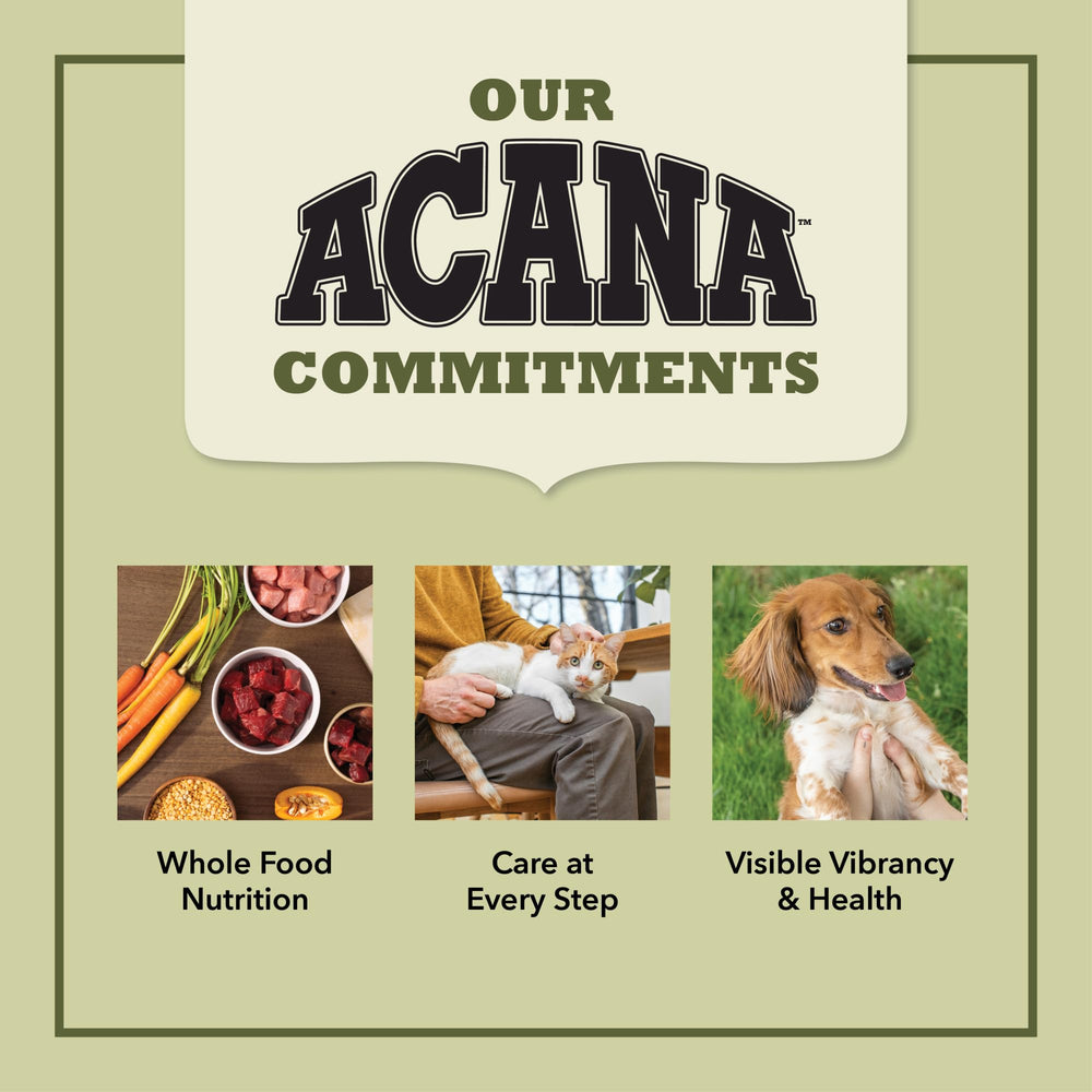 ACANA fibras y vegetales visibles para ilustrar control de bolas de pelo