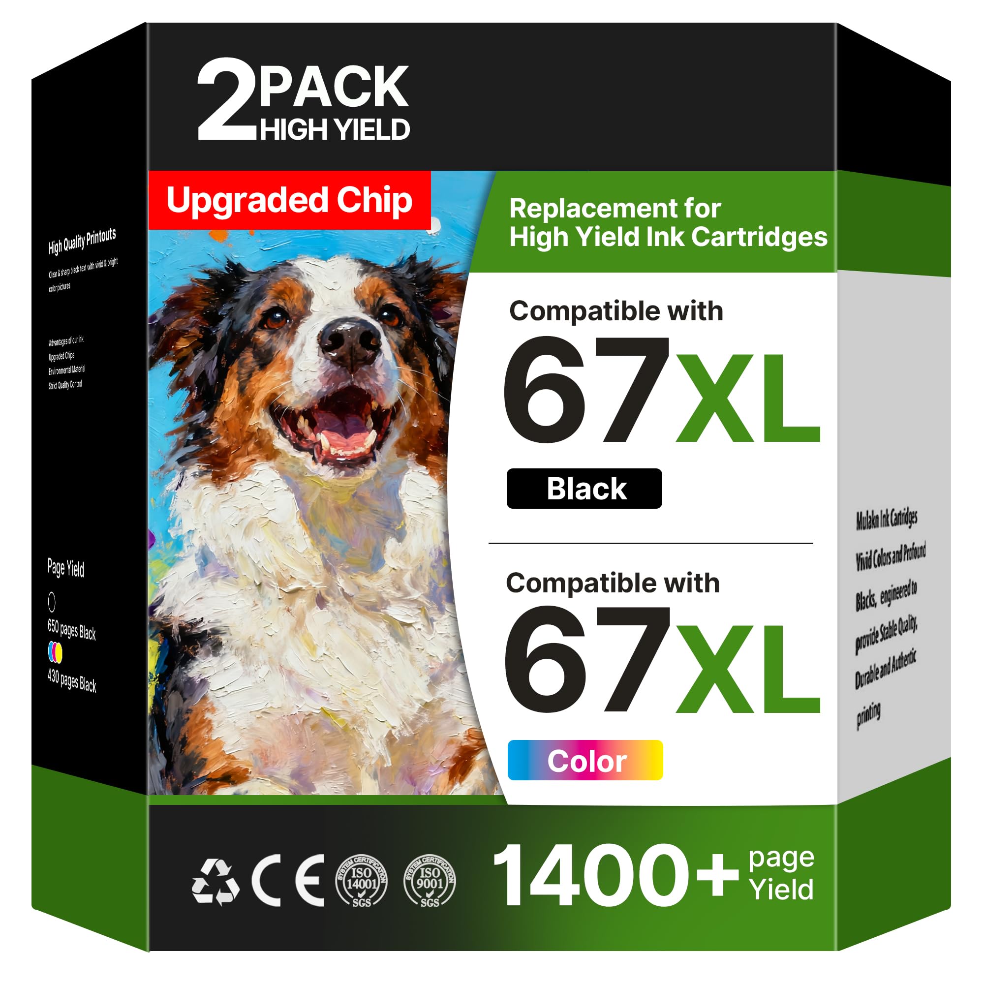 Acaves pack 67XL frontal mostrando cartuchos y etiqueta de compatibilidad