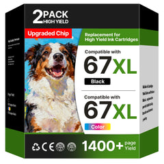 Acaves pack 67XL frontal mostrando cartuchos y etiqueta de compatibilidad