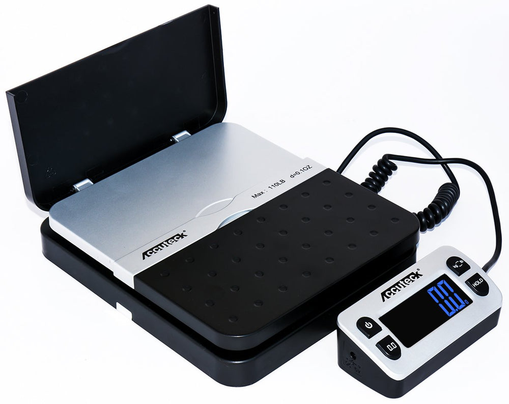 ACCUTECK pantalla remota retroiluminada mostrando peso legible y ahorro de tiempo
