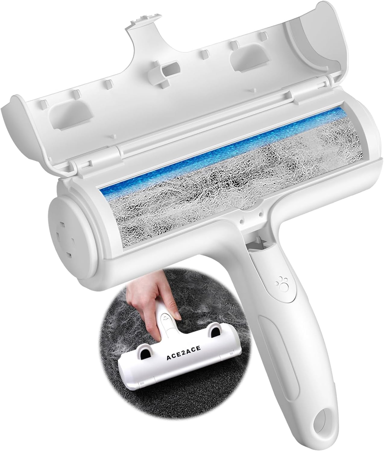 ACE2ACE vista frontal del cepillo blanco mostrando el diseño y ergonomía
