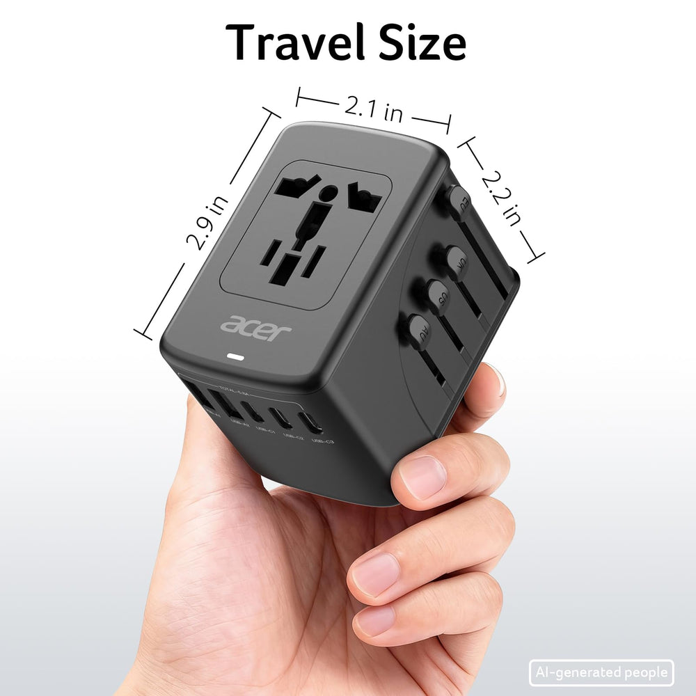 Acer adaptador mostrando conexiones para Reino Unido y Europa