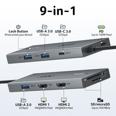 Acer primer plano de puertos HDMI USB y lector SD, permite transferencias rápidas