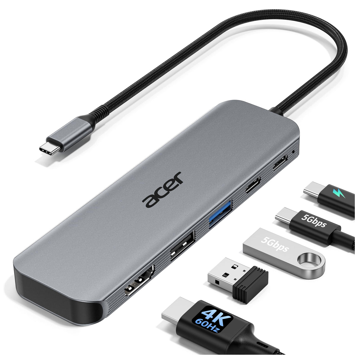 Acer hub frontal mostrando puertos para organizar conexiones
