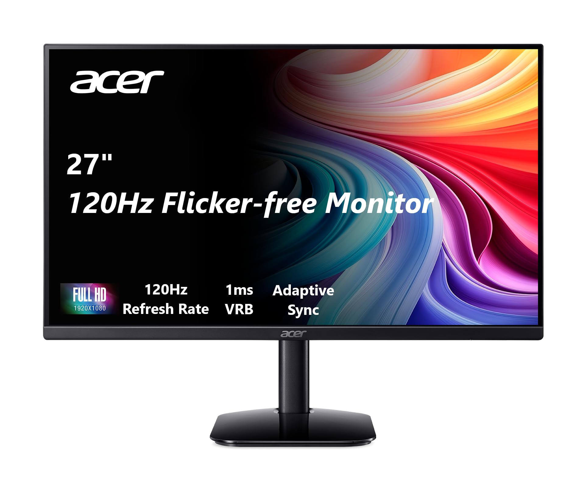 Acer KB272 vista frontal con pantalla grande y colores precisos