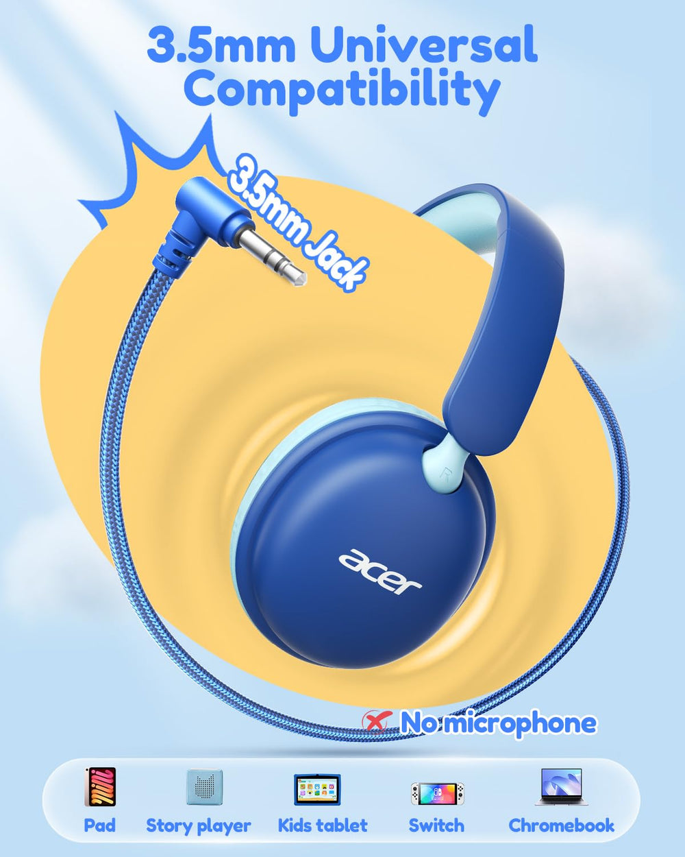 Acer comparación tamaño OHW355 junto a mano infantil, escala adecuada