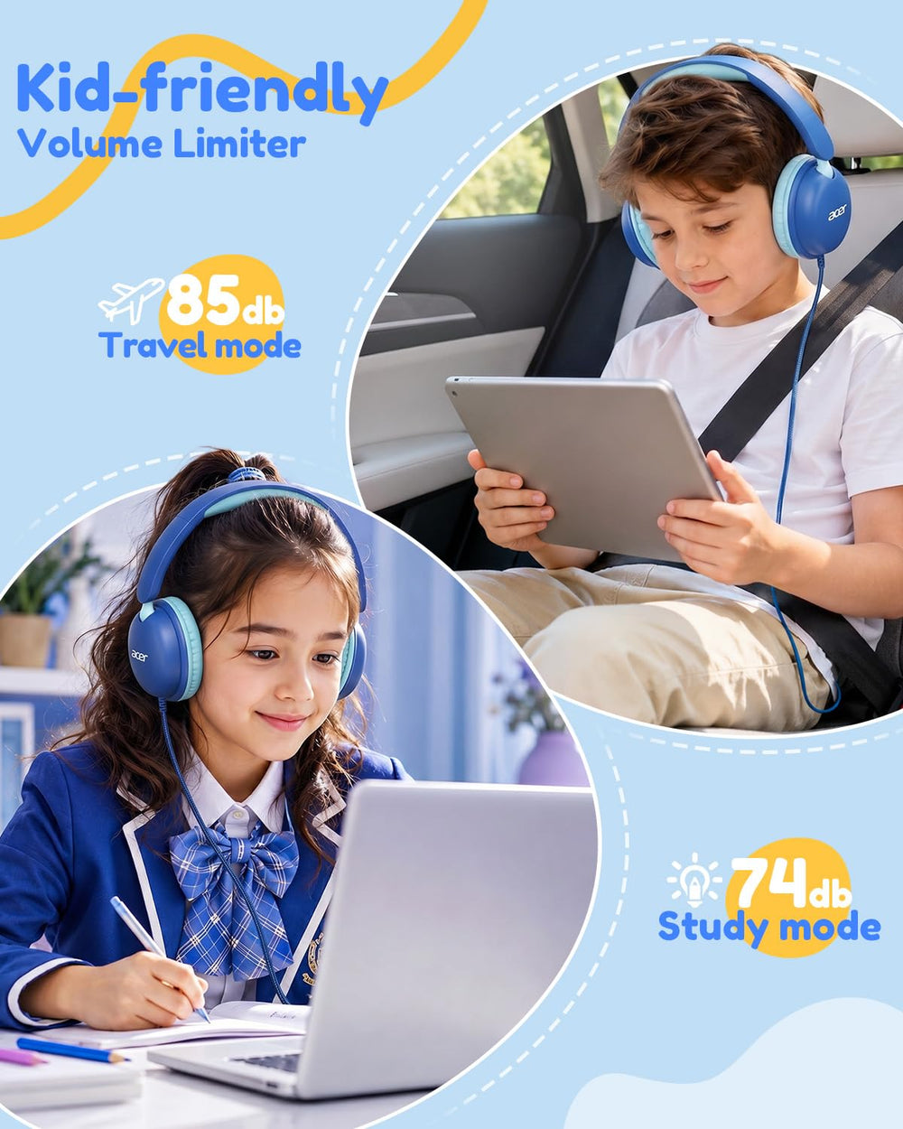 Acer almohadillas suaves OHW355, comodidad prolongada para niños