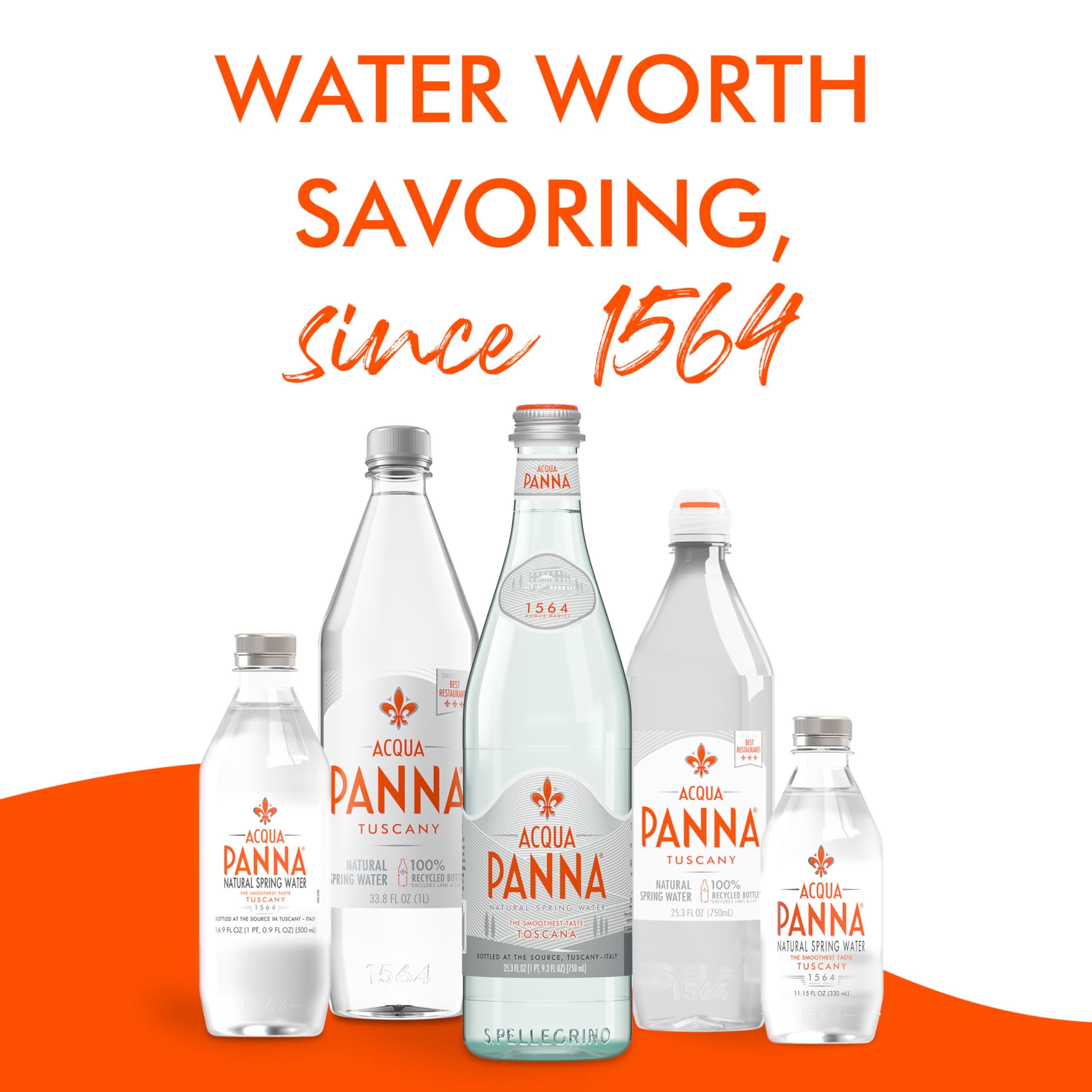 Acqua Panna junto a un vaso para comparar tamaño y facilitar servicio individual