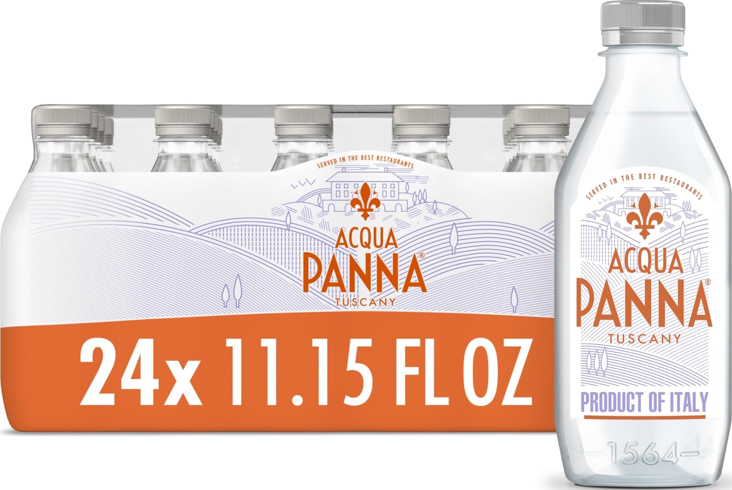 Acqua Panna frente del paquete de 24 botellas mostrando elegancia y practicidad