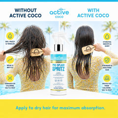 Active COCO textura del spray destacando absorción y nutrición
