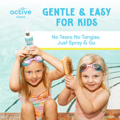 Active COCO spray en uso en la playa para proteger el cabello