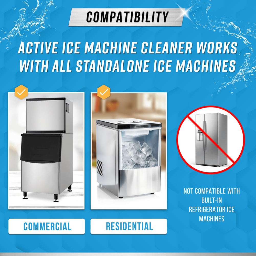 ACTIVE limpiador en uso dentro de máquina de hielo para mantenimiento eficaz