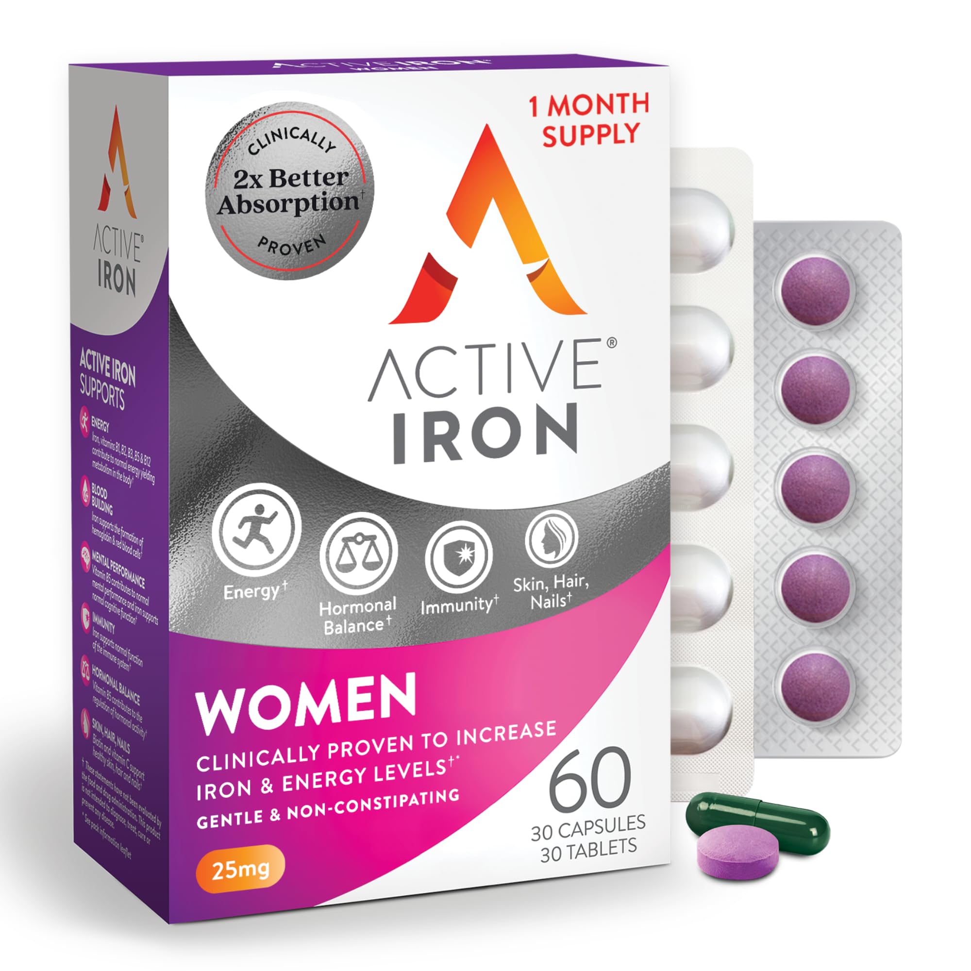 ACTIVEIRON frontal del envase mostrando fórmula completa y diseño atractivo