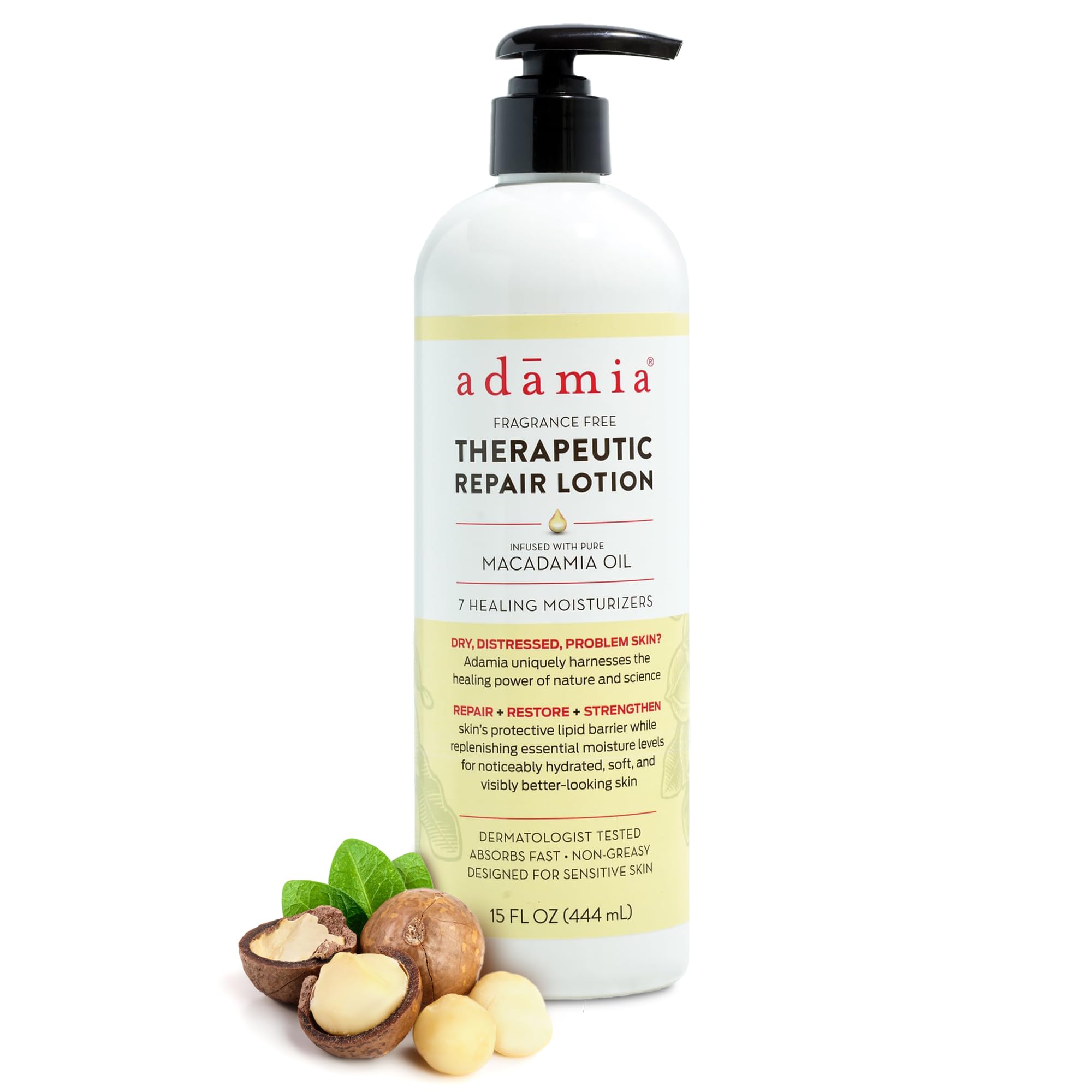 Adamia frontal del envase 15oz mostrando diseño práctico y beneficio hidratante