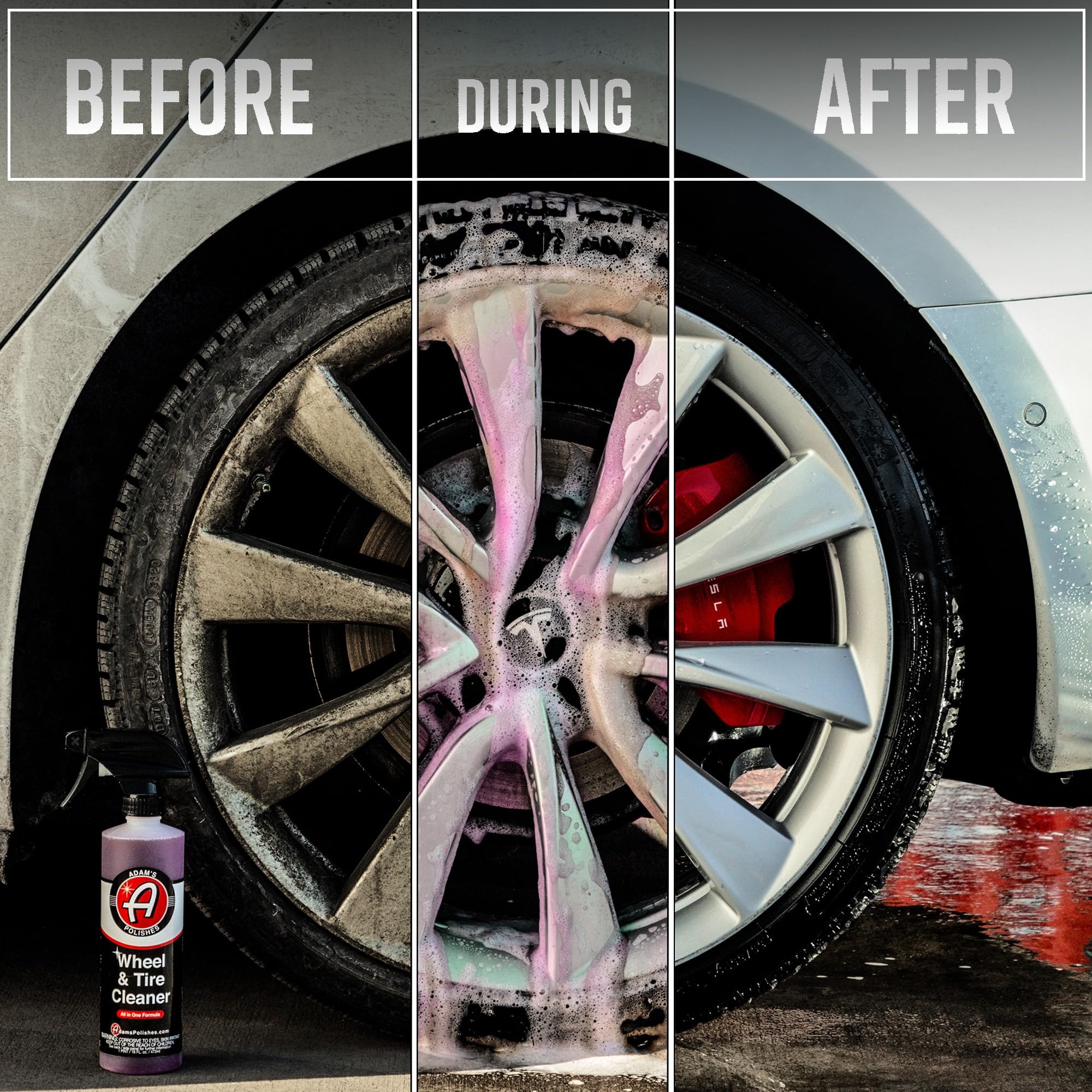 Adam's Polishes detalle de etiqueta con instrucciones y beneficios claros