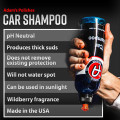Adam's Polishes etiqueta en primer plano con instrucciones y beneficios visibles