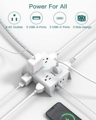 Addtam detalle de puertos USB-C y USB-A mostrando carga rápida segura