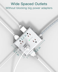 Addtam enchufe plano y cable trenzado de 5 ft para instalación compacta
