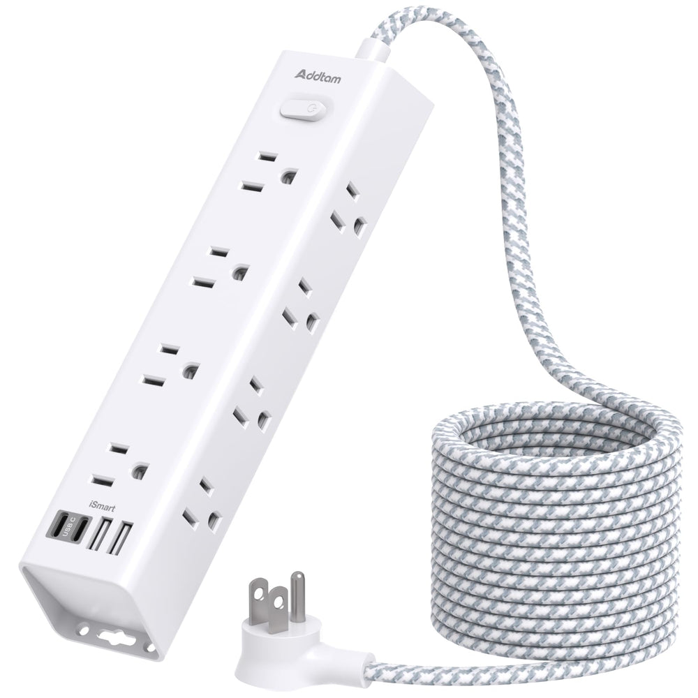 Addtam regleta frontal mostrando 12 tomas y 4 puertos USB para máxima capacidad
