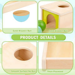 Adena Montessori primer plano madera pulida de la pelota, ofrece tacto natural