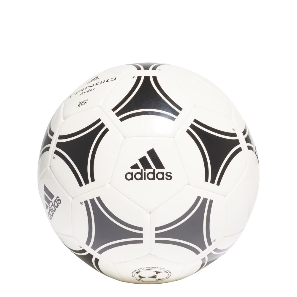 adidas Tango Glider frontal del balón mostrando diseño blanco y negro y calidad duradera