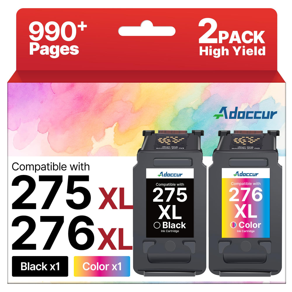 Adoccur pack frontal mostrando cartuchos 275XL y 276XL y beneficios de ahorro