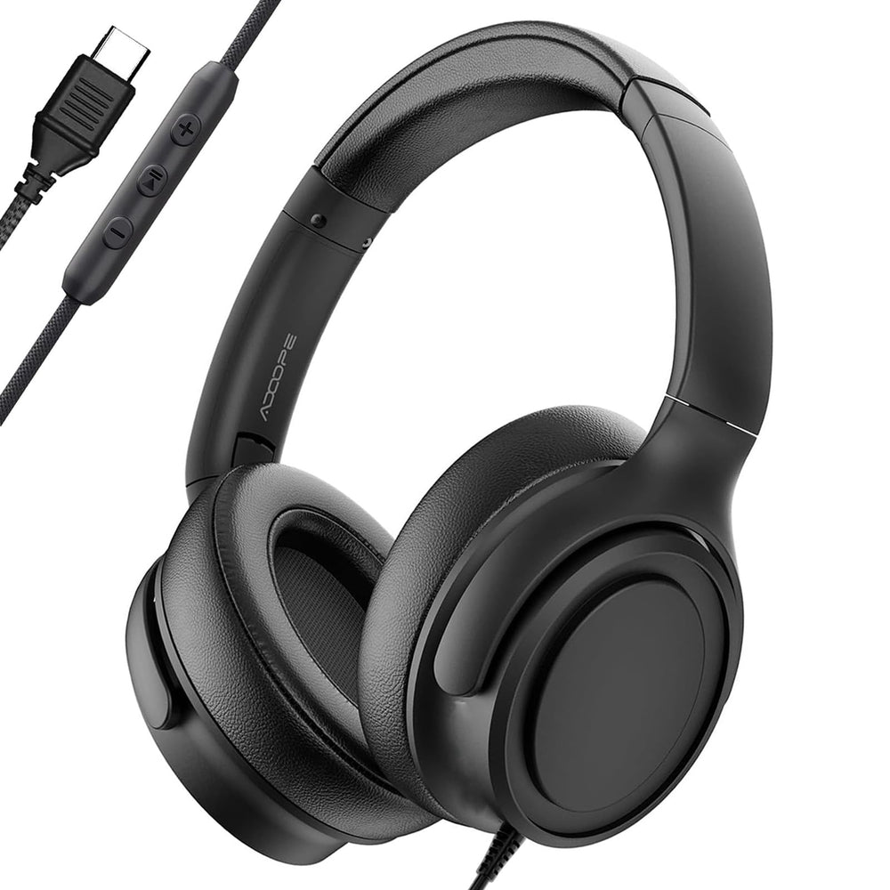 ADOOPE auriculares frontal negro mostrando diseño y confort