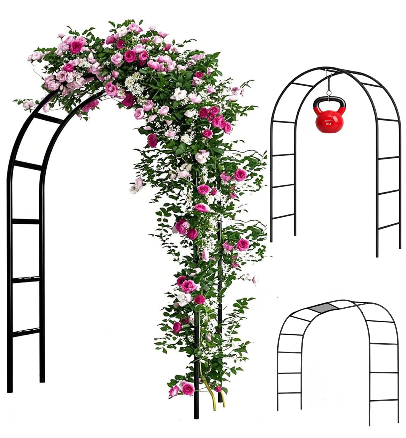 Adorox vista frontal del arco metálico, soporte robusto y elegante
