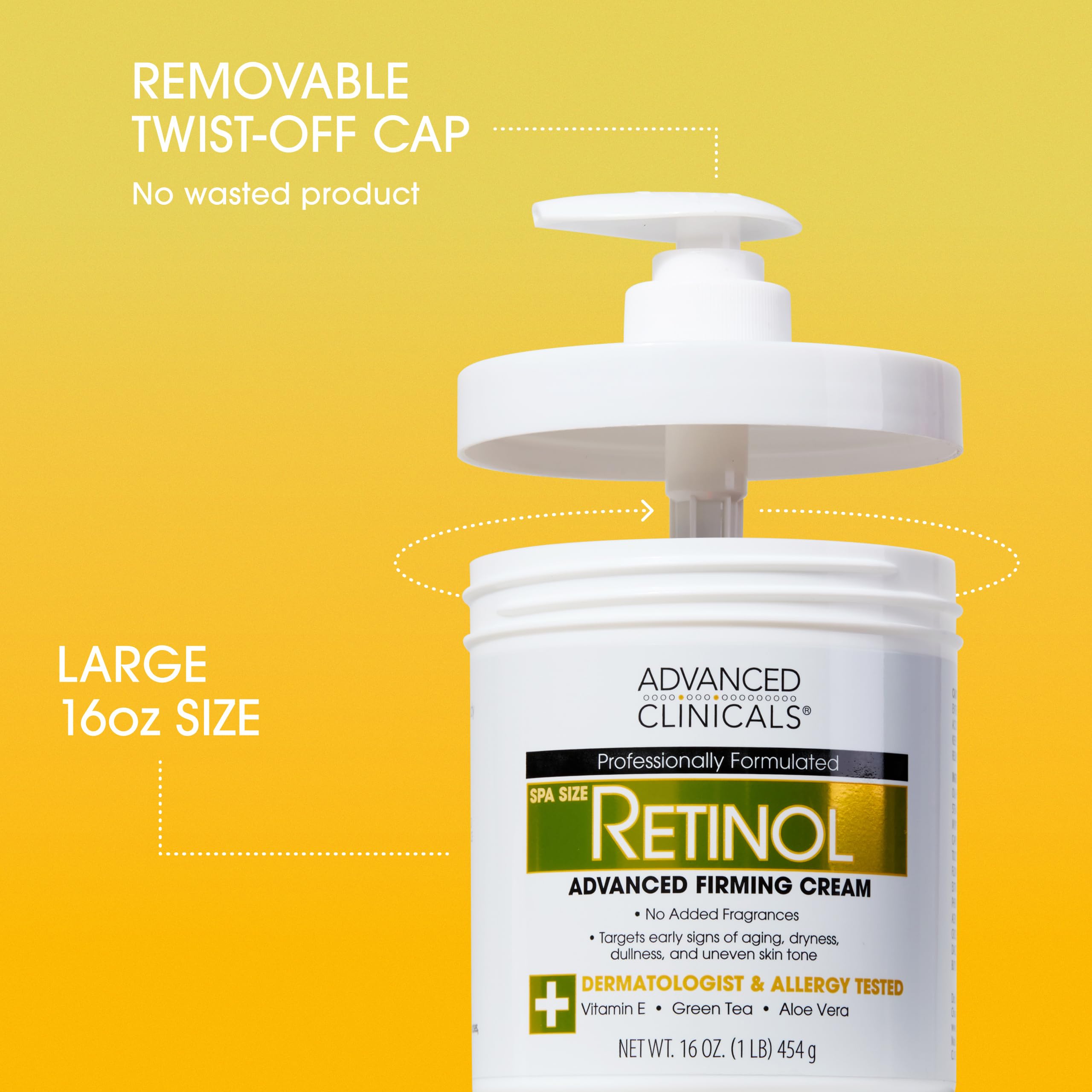Advanced Clinicals etiqueta con ingredientes clave como vitamina E y té verde