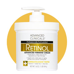 Advanced Clinicals frasco frontal del retinol body lotion mostrando tamaño práctico