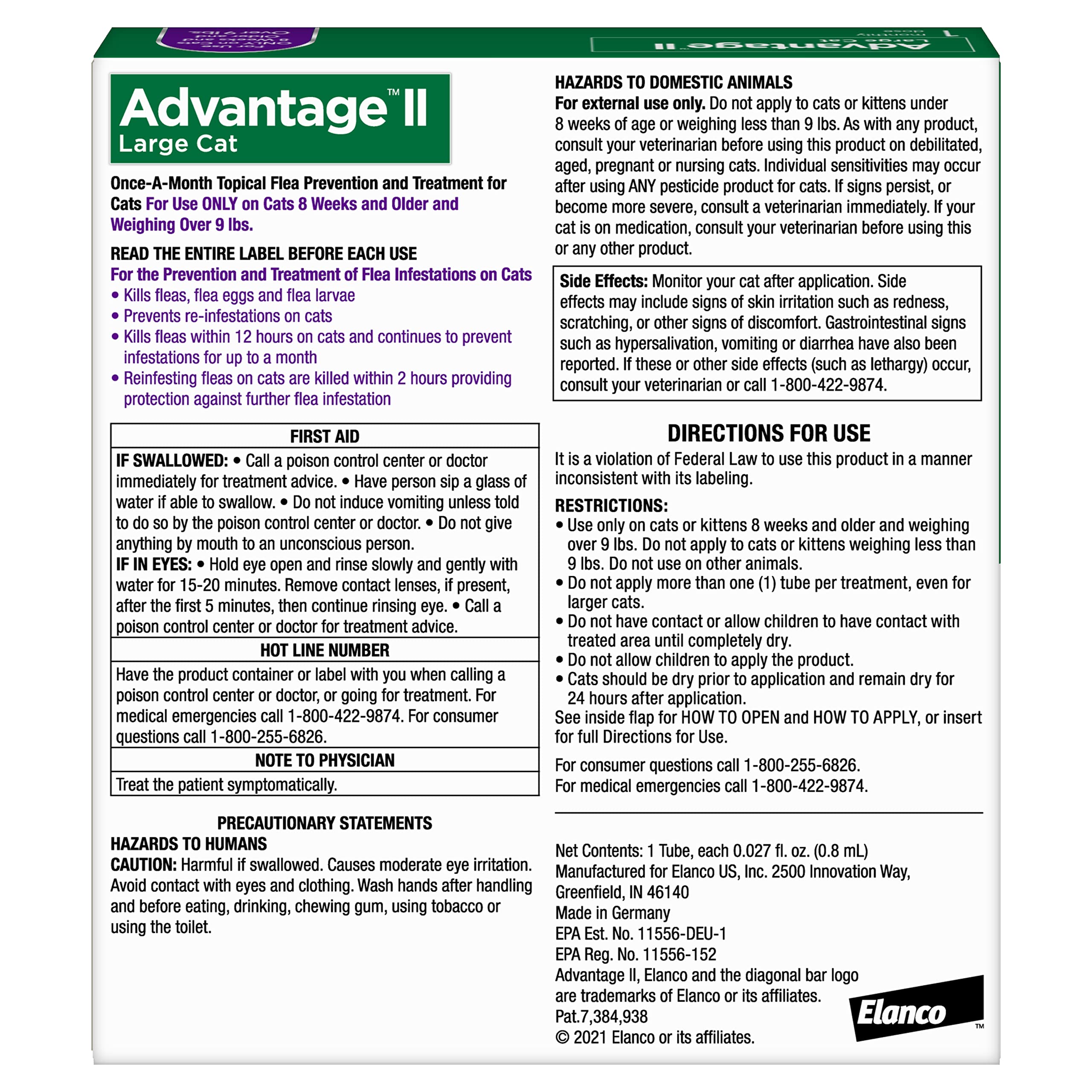 Advantage aplicando en la nuca del gato para aplicación rápida y segura