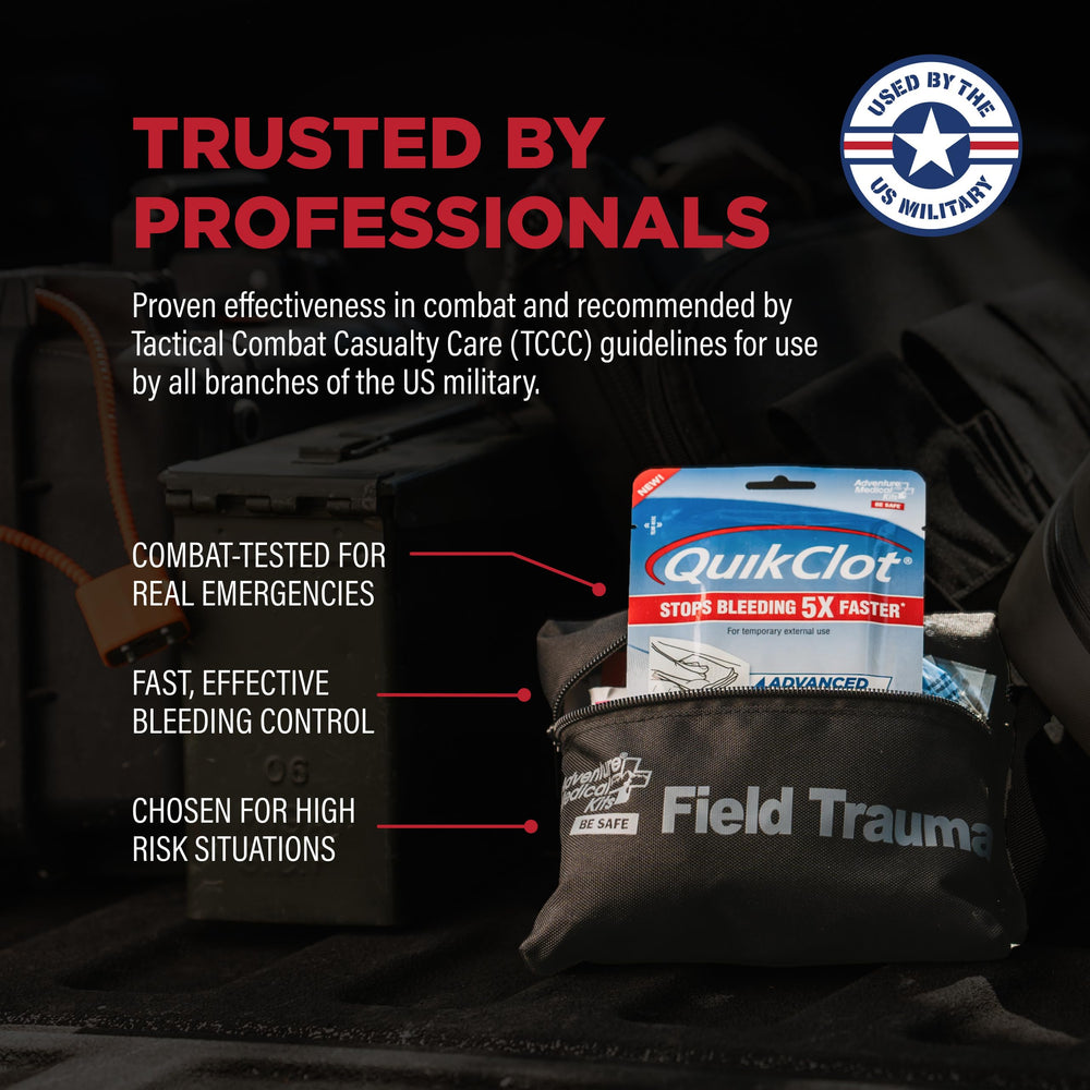 Adventure Medical Kits gasa QuikClot desplegada mostrando textura y grosor
