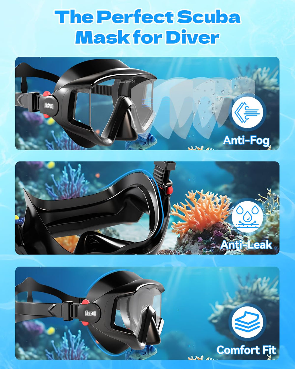 Aegend snorkel con tecnología dry top que evita entrada de agua al respirar