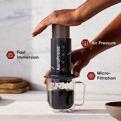 AeroPress detalle de microfiltro papel que produce café limpio