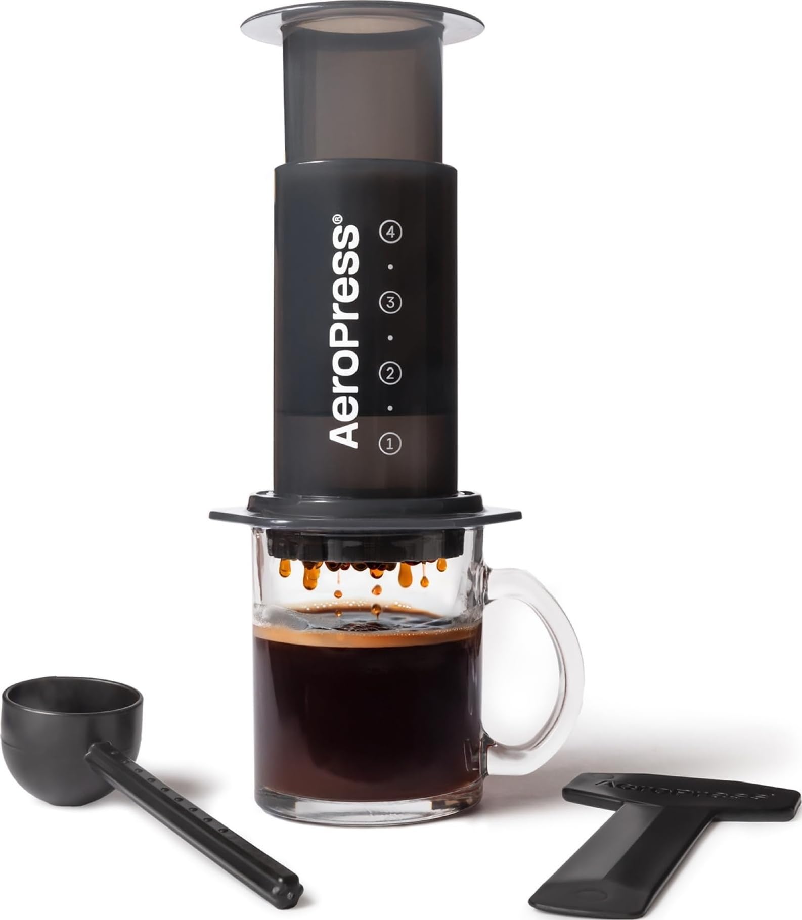 AeroPress vista frontal mostrando diseño compacto y facilidad de uso